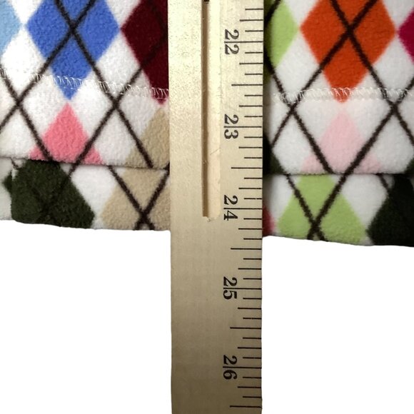 Lands' End ThermaCheck Fleece Argyle Pullover Sweatshirt Women Small 1/4 Zip - Picture 8 of 9